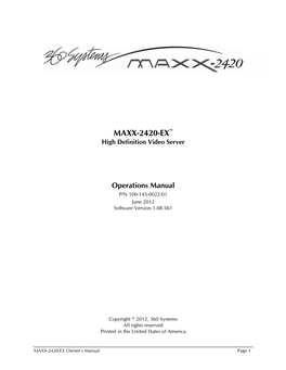 Download MAXX-2420-EX Operations Manual