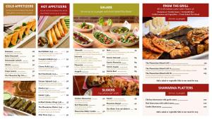 From the Grill Salads Sliders Shawarma Platters Cold Appetizers Hot Appetizers