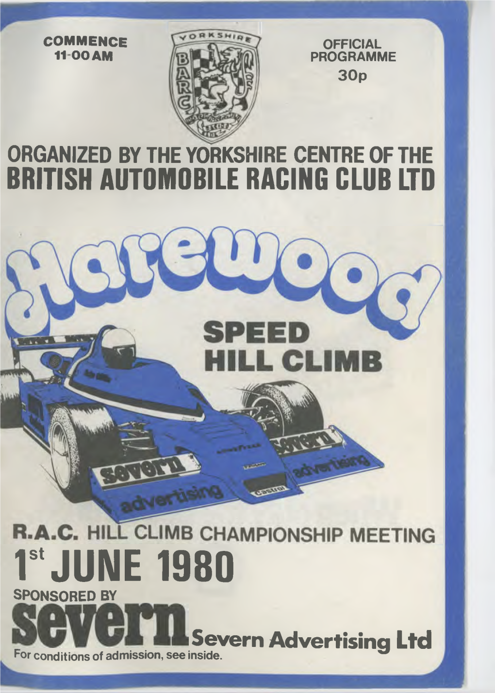 1St JUNE 1980 SPONSORED BY