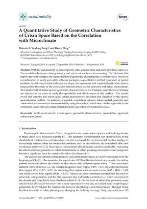 A Quantitative Study of Geometric Characteristics of Urban Space Based on the Correlation with Microclimate