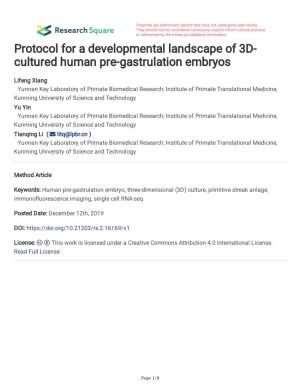 Cultured Human Pre-Gastrulation Embryos