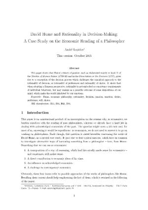 David Hume and Rationality in Decision-Making: a Case Study on the Economic Reading of a Philosopher