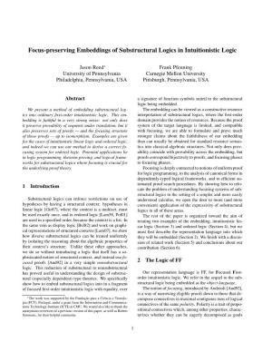 Focus-Preserving Embeddings of Substructural Logics in Intuitionistic Logic