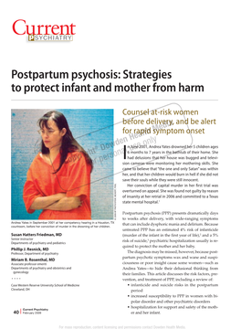 Postpartum Psychosis: Strategies to Protect Infant and Mother from Harm