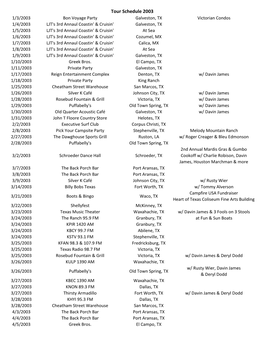 Tour Schedule 2003