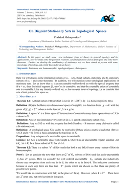 On Disjoint Stationary Sets in Topological Spaces