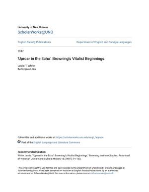 Browning's Vitalist Beginnings