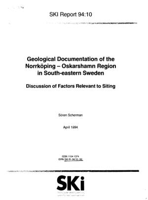 SKI Report 94:10 Geological Documentation of the Norrköping