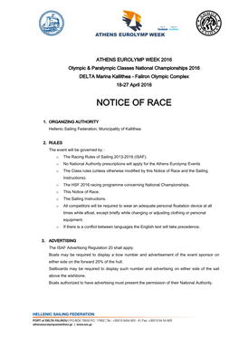 Notice of Race