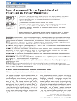 Impact of Improvement Efforts on Glycemic Control and Hypoglycemia at a University Medical Center