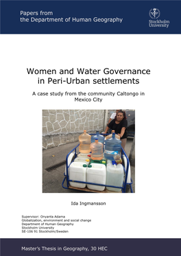 Women and Water Governance in Peri-Urban Settlements