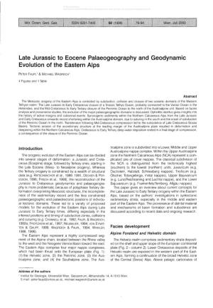 Late Jurassic to Eocene Palaeogeography and Geodynamic Evolution of the Eastern Alps