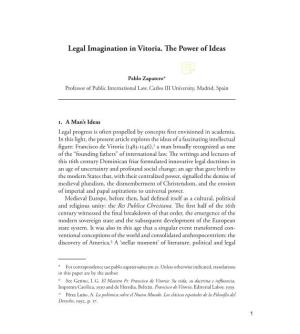 Legal Imagination in Vitoria : the Power of Ideas