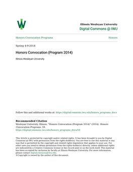 Honors Convocation (Program 2014)