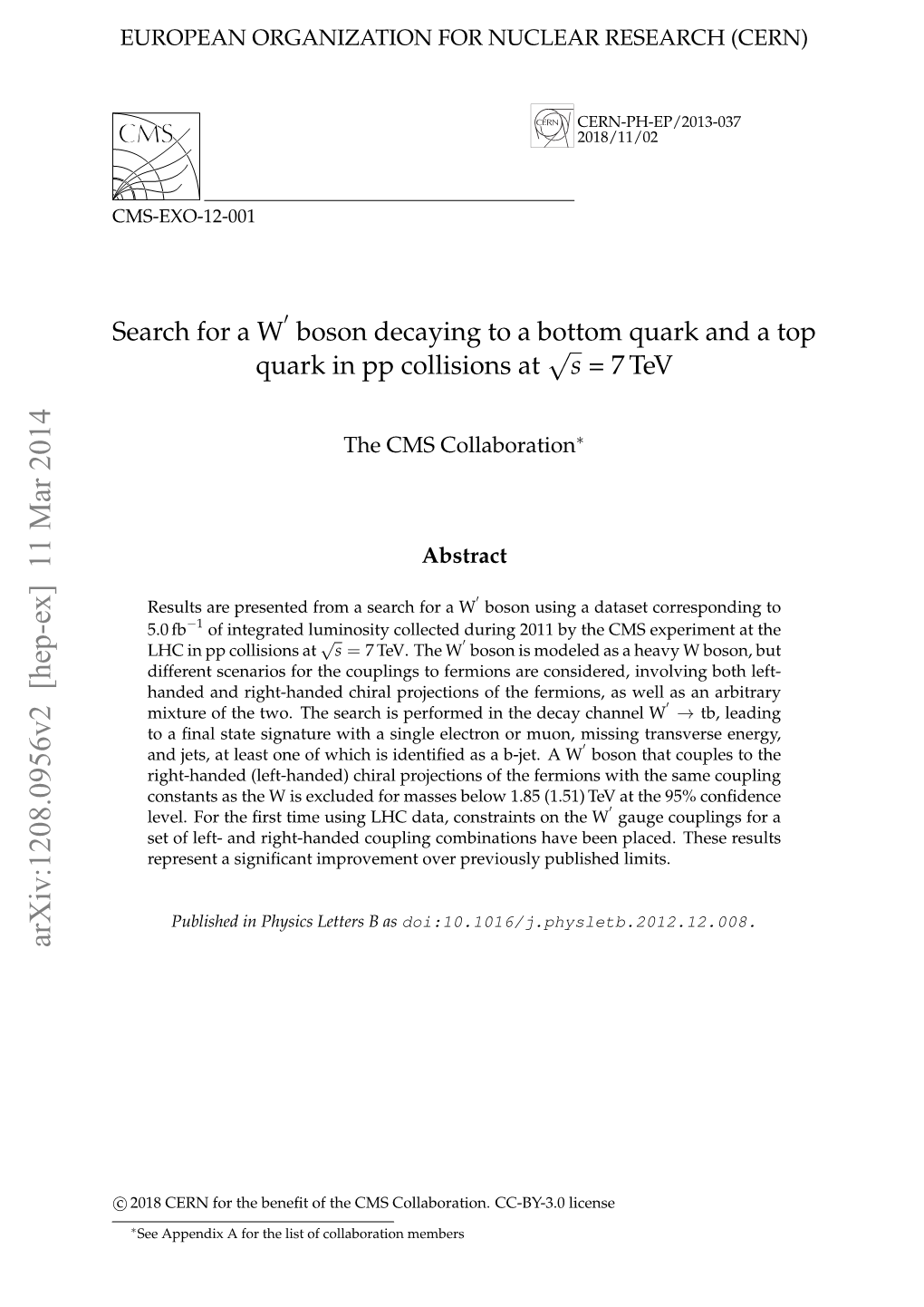 Search for a W' Boson Decaying to a Bottom Quark and a Top