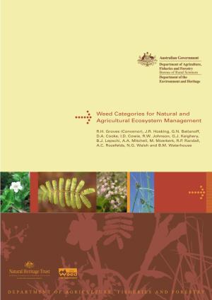 Weed Categories for Natural and Agricultural Ecosystem Management