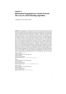 Information Propagation in a Social Network: the Case of a Fish Schooling Algorithm
