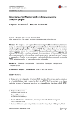 Binomial Partial Steiner Triple Systems Containing Complete Graphs