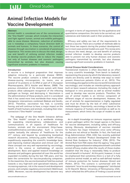 Animal Infection Models for Vaccine Development