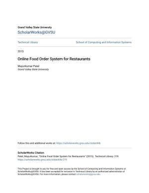 Online Food Order System for Restaurants