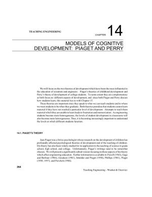Chapter 14. MODELS of COGNITIVE DEVELOPMENT: PIAGET AND