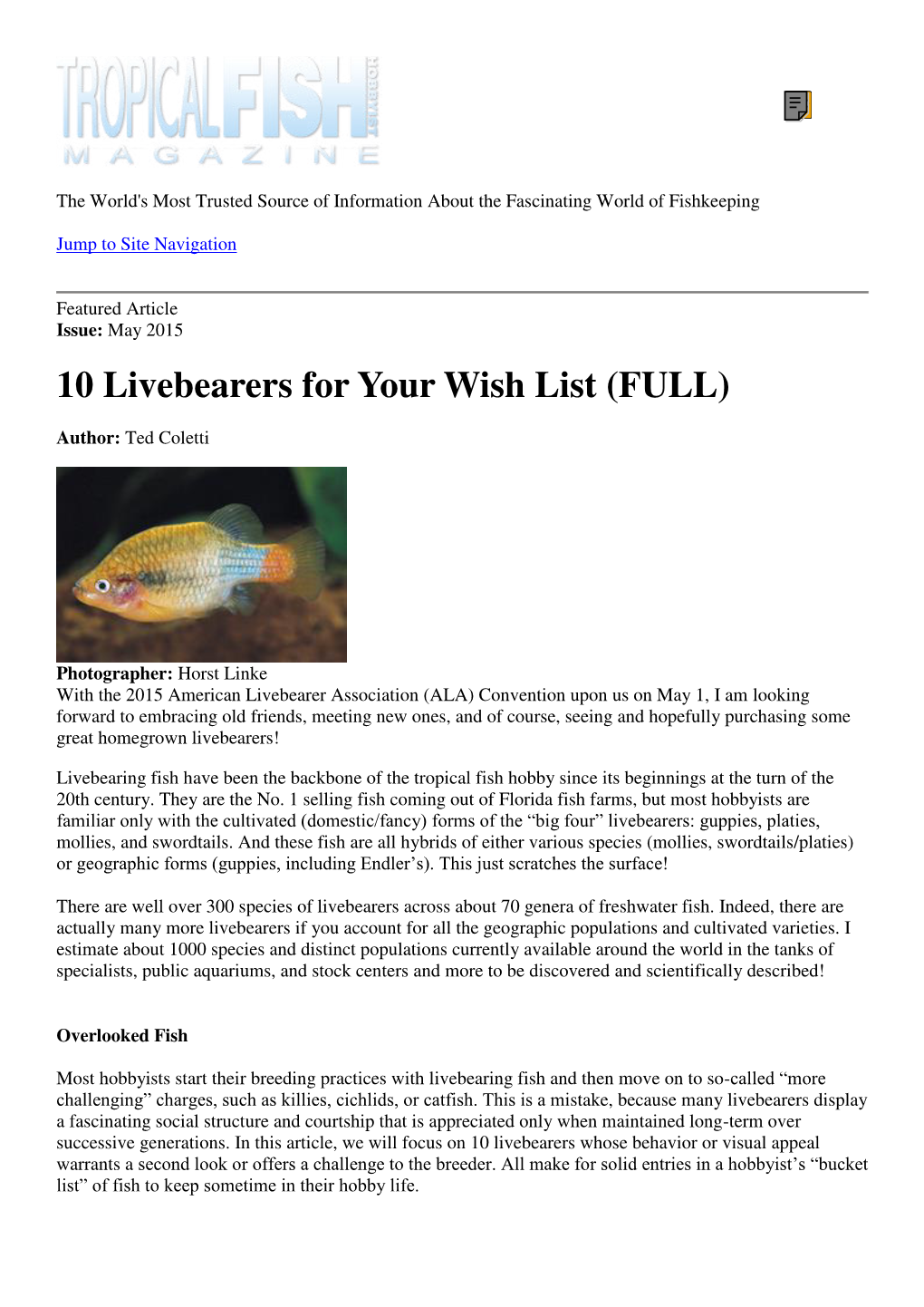 10 Livebearers for Your Wish List (FULL)