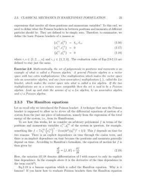2.3. Classical Mechanics in Hamiltonian Formulation
