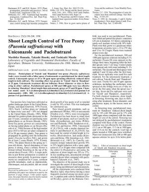 "Shoot Length Control of Tree Peony (Paeonia Suffruticosa) with Uniconazole and Paclobutrazol"