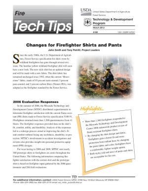 Changes for Firefighter Shirts and Pants John Smith and Tony Petrilli, Project Leaders