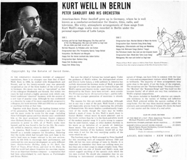 Kurt Weill in Berlin