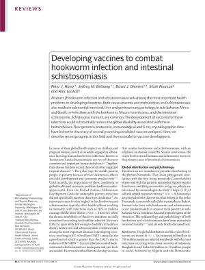 Developing Vaccines to Combat Hookworm Infection and Intestinal Schistosomiasis