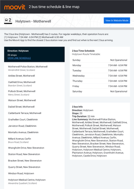 2 Bus Time Schedule & Line Route