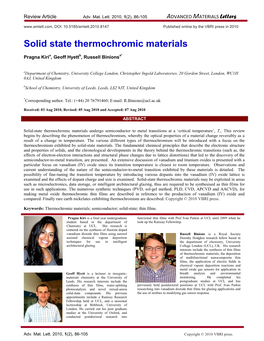 Solid State Thermochromic Materials