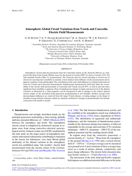 Atmospheric Global Circuit Variations from Vostok and Concordia Electric Field Measurements