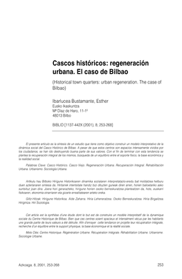 Cascos Históricos: Regeneración Urbana. El Caso De Bilbao
