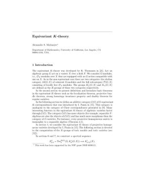Equivariant K-Theory