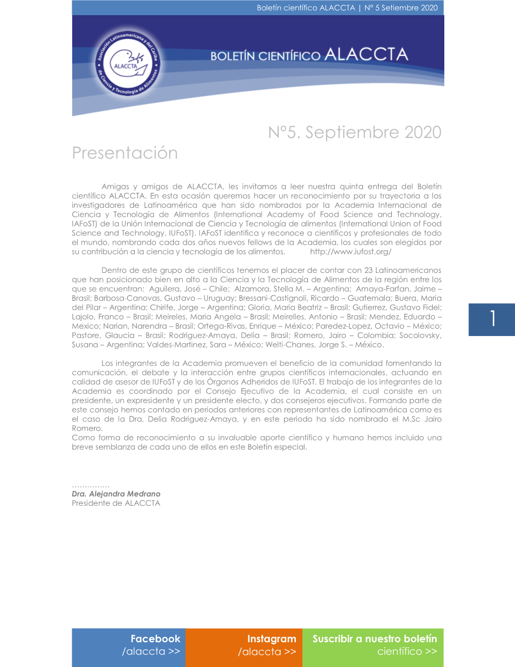 N°5. Septiembre 2020 Presentación