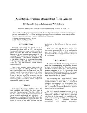 Acoustic Spectroscopy of Superfluid 3He in Aerogel