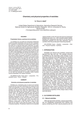 Chemistry and Physical Properties of Estolides
