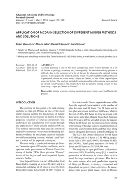 Application of Mcda in Selection of Different Mining Methods and Solutions