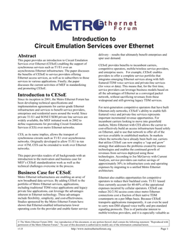 Introduction to Circuit Emulation Services Over Ethernet