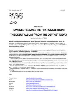 RAVENED RELEASES the FIRST SINGLE from the DEBUT ALBUM “FROM the DEPTHS” TODAY Uppsala, Sweden