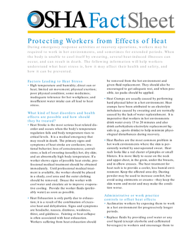 Osha Protecting Workers from Effects of Heat!!