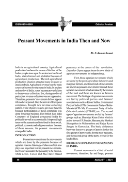 Peasant Movements in India Then and Now