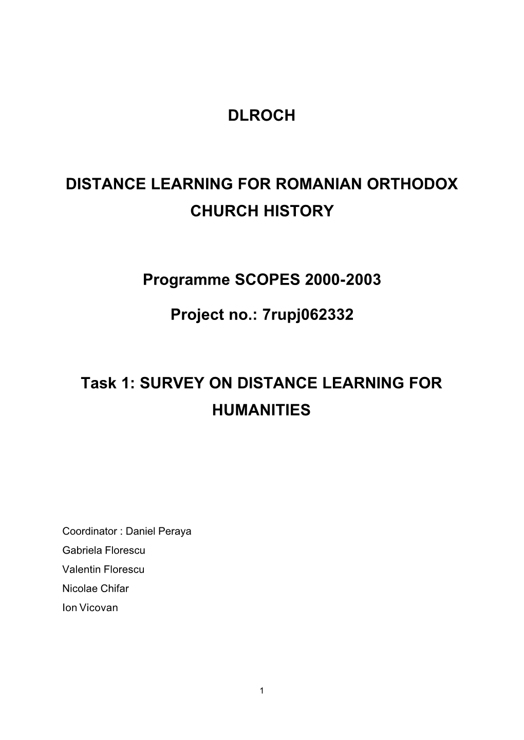 DLROCH Distance Learning for Romanian Orthodox Church History Project 32