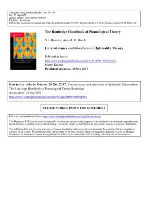 The Routledge Handbook of Phonological Theory Current Issues