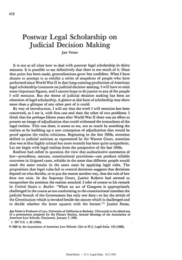 Postwar Legal Scholarship on Judicial Decision Making Jan Vetter