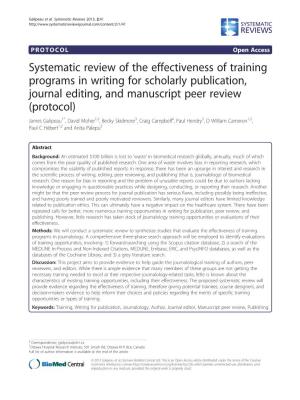 Systematic Review of the Effectiveness of Training Programs in Writing For