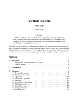 Pure Quick Reference
