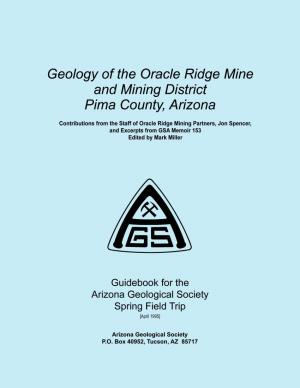 Geology of the Oracle Ridge Mine and Mining District, Pima County, AZ